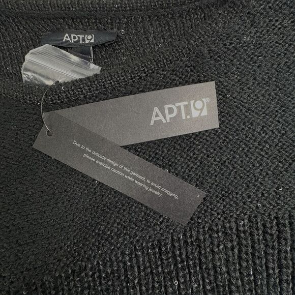 NWT Mixed Stitch Black Sequin Sweater 3/4 Dolman Sleeve Apt 9 Holiday Sparkle XL - Picture 13 of 14